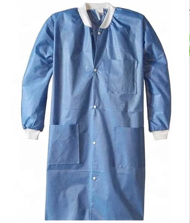 Non-sterile SMS disposable  non woven  medical isolation gown lab coat uniform GB18401-2010 Class B