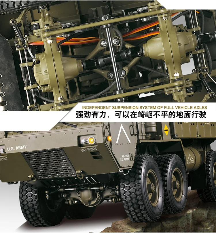 HG 1/12スケールMetal Remote Control 8X8 Military TruckシミュレーションM977 HEMTT RC  Climbing Car HG P801