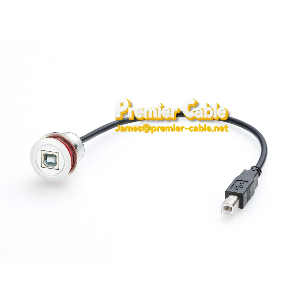 Panel Mount USB Cable - Type B Female Panel Mount to Type B Male Connector factory