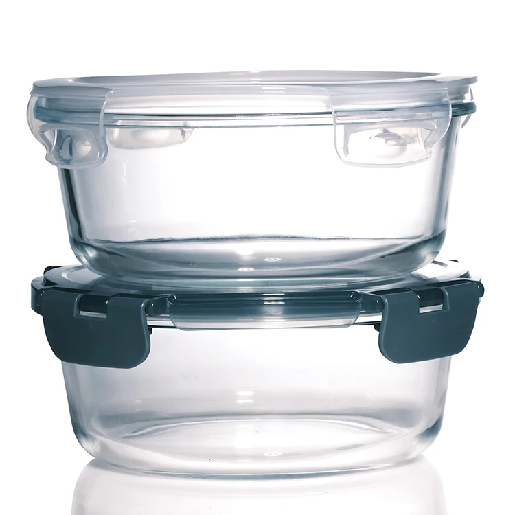 630ml 2 Compartments High Quality Glass Bowl Glass Food Container Set With Logo