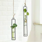 Decoration Iron Transparent Hydroponics Planter Pot Hanging Flower Glass Vase For Home Ornament Decoration