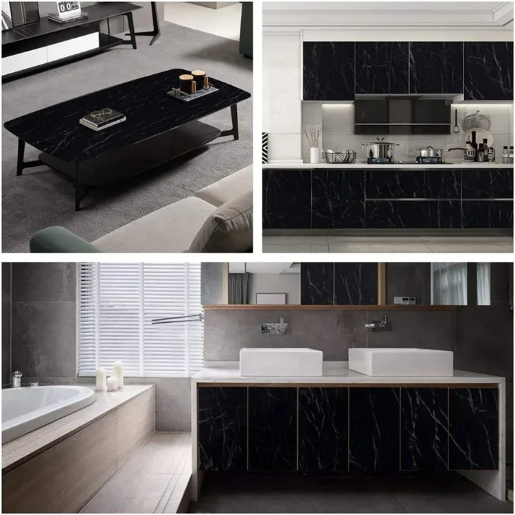 Black Marble Peel and Stick Kitchen Countertops Contact Paper