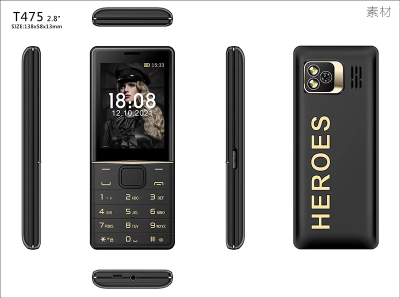 T475 Loud Speaker Keypad Mobile Phone 2500mah Big Battery Phone For Africa 2.8inch Color Display