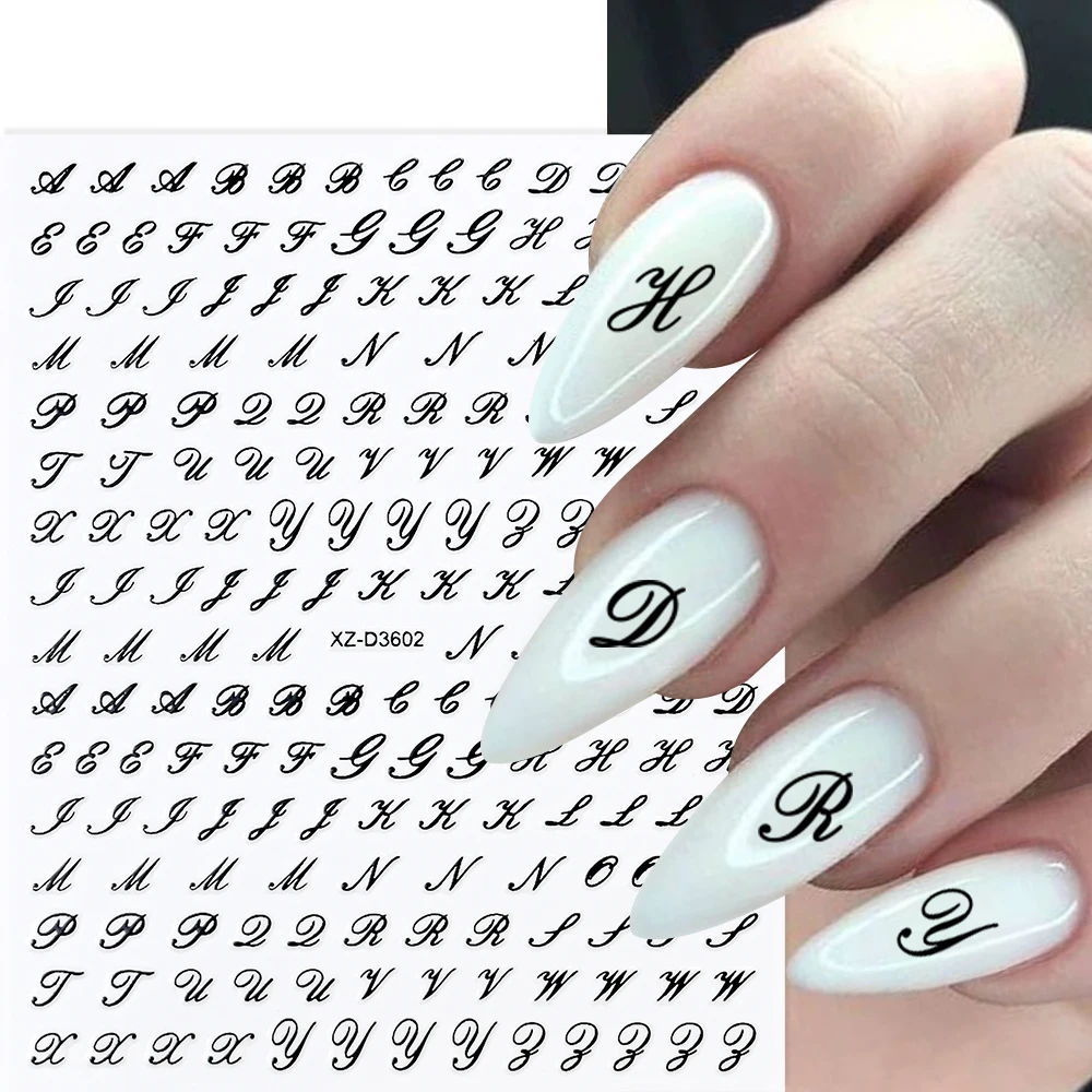 thumbnail image 2 of Nail Art 3D Decal Stickers – White Alphabet Letters, HBJY036, PVC Waterproof 2 of 3