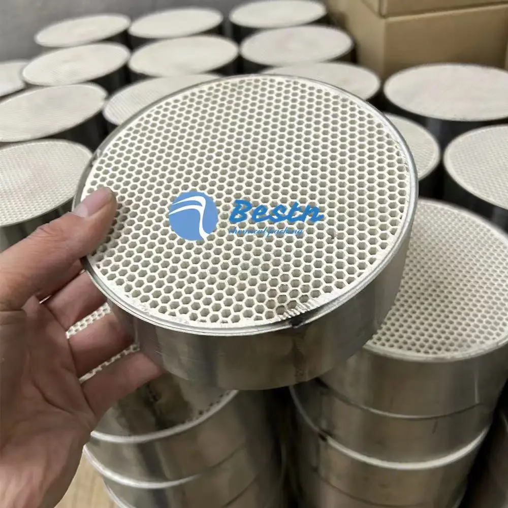 E-co Friendly 6 дюймов x 2 дюйма Круглый каталитический конвертер для дровяной плиты шестигранный сотовый керамический с металлической оболочкой