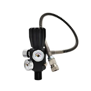 4500psi Paintball CO2 Tank Compressed Air DIN Valve Gauge Fill Station with Charging Hose M18X1.5 Thread