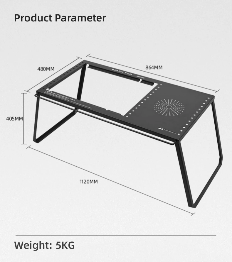 Steel Mesh Folding Camping Table Adjustable Grill Table Portable Metal