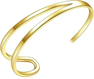 Custom Gold Bangle Bracelet for Women Elegant 14K 18K Solid Gold Cuff Bangle Adjustable Stackable Jewelry for Party Wedding