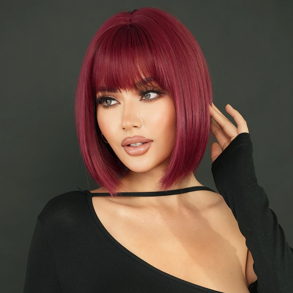 Yaki red bang wig Red Yaki Hair Wig - Etsy main image 4
