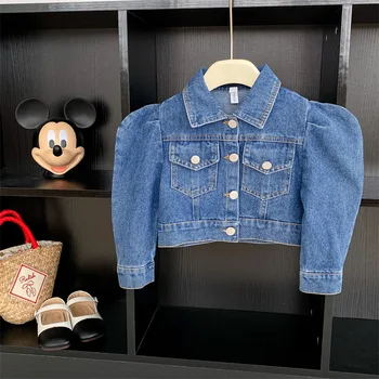 Girl Outfit Kids Denim Jacket For Girls Jeans Coat Children Clothes Fashion Short Baby Denim Jackets for 1-7 Years old