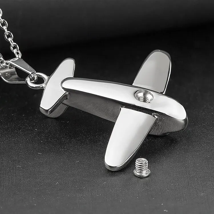 Promo Plane Ash Pendant Stainless Steel Airplane Memorial