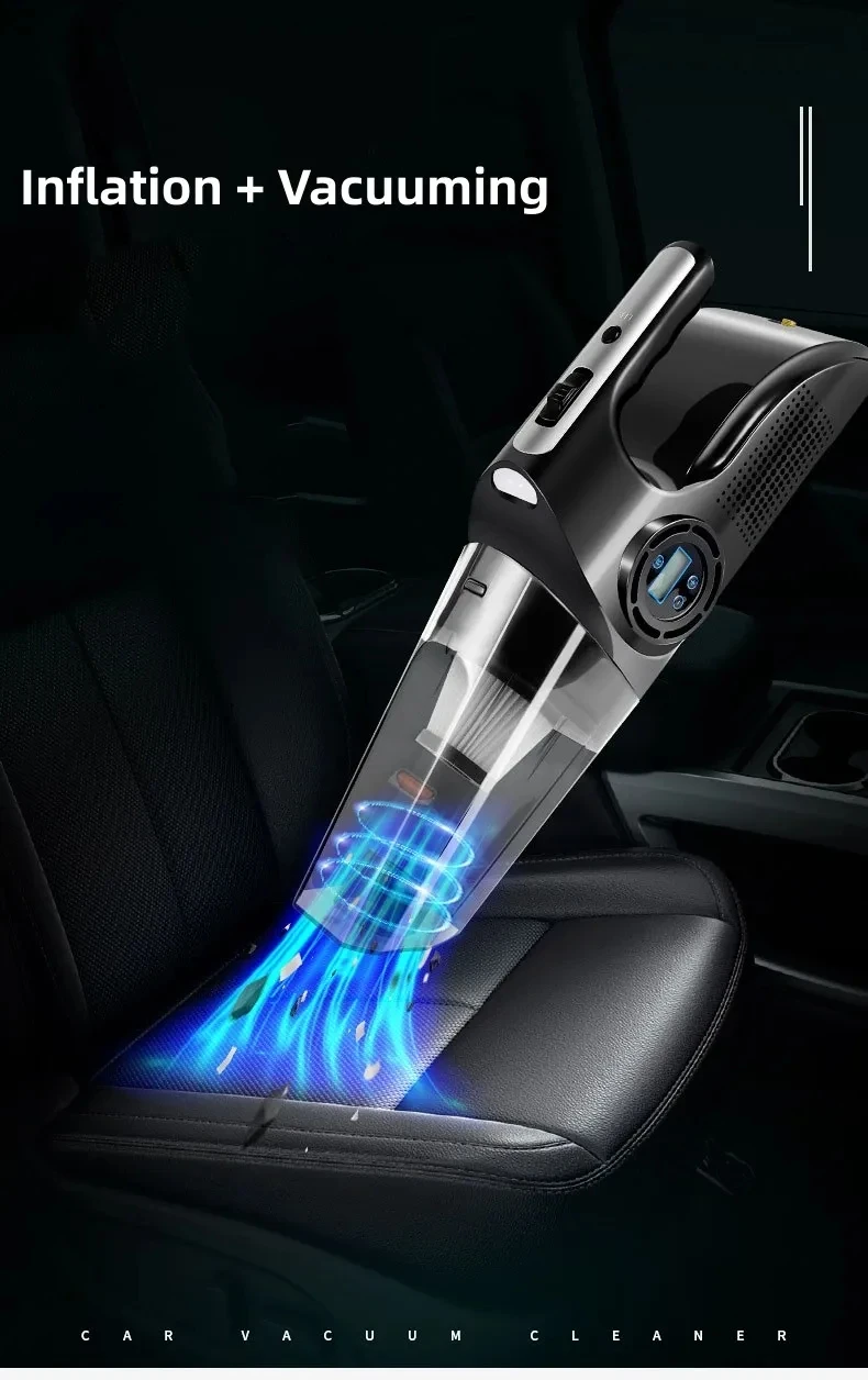 4in1 Handheld Car Vacuum Cleaner With Digital Tire Inflator Pump