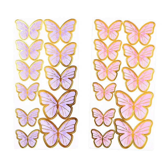 New Design Baking Birthday Party Cake Decorating Supplies Paper Cake Supplies Butterfly Topper Pink Butterfly Cake Topper