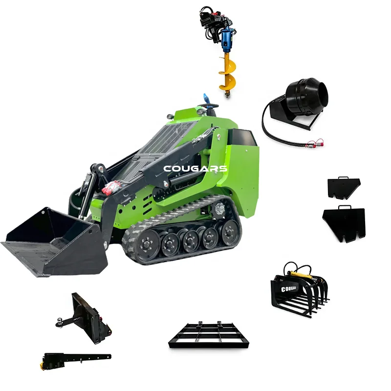COUGARS Tracked Mini Skid Steer Loader Skid Steer With Skid Steer BucketHammer Breaker