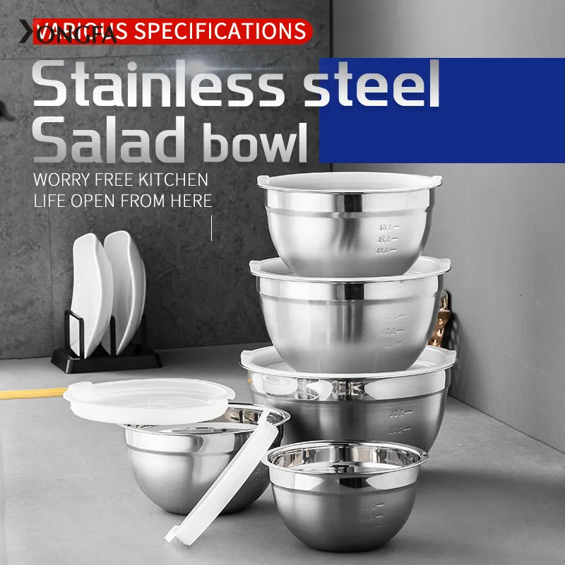 Mirror Polish Kitchen Mixing Bowl Stainless Steel Bowl Set for Mixing Salad With or Without Lids FREE Sample - Image 4