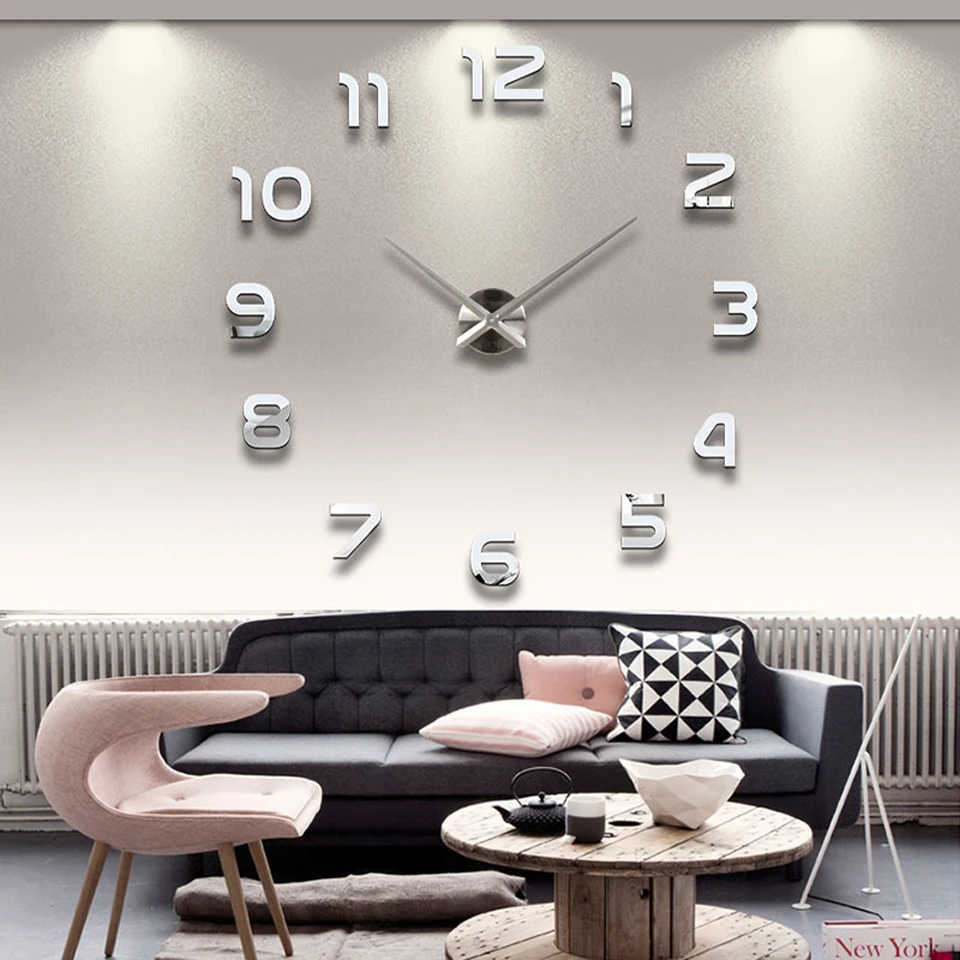 Metalate Sticker Frameless Digital 3d Diy Mounted Wall Art Clock