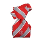 Shirt Tie Fashion Custom Football Club Logo Woven Jacquard Red Gray Striped Cheap Polyester Shirt Tie For Mens