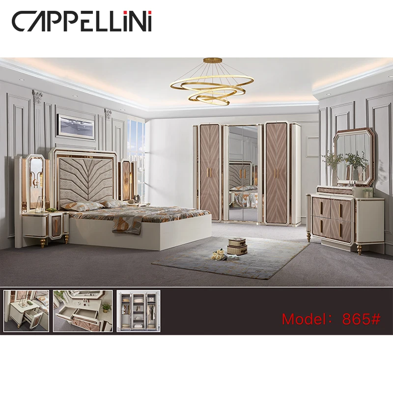 865 Wooden Suite Queen Size Room Headboard Luxury King Bed Modern Set Furniture California Home