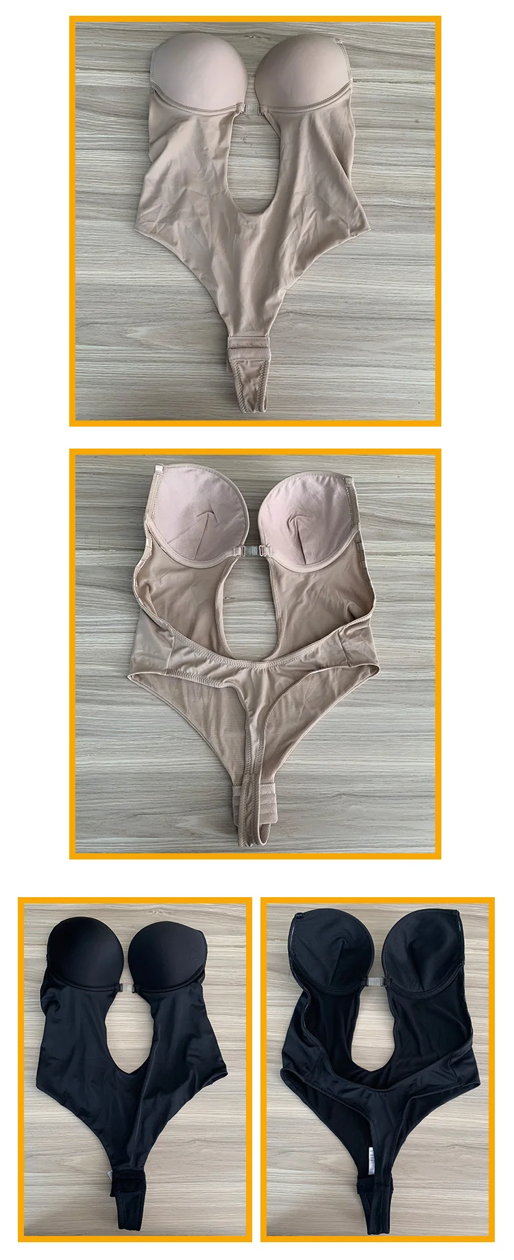 Wholesale Seamless U Plunge Backless Thong Bodysuit Shapewear Slimming