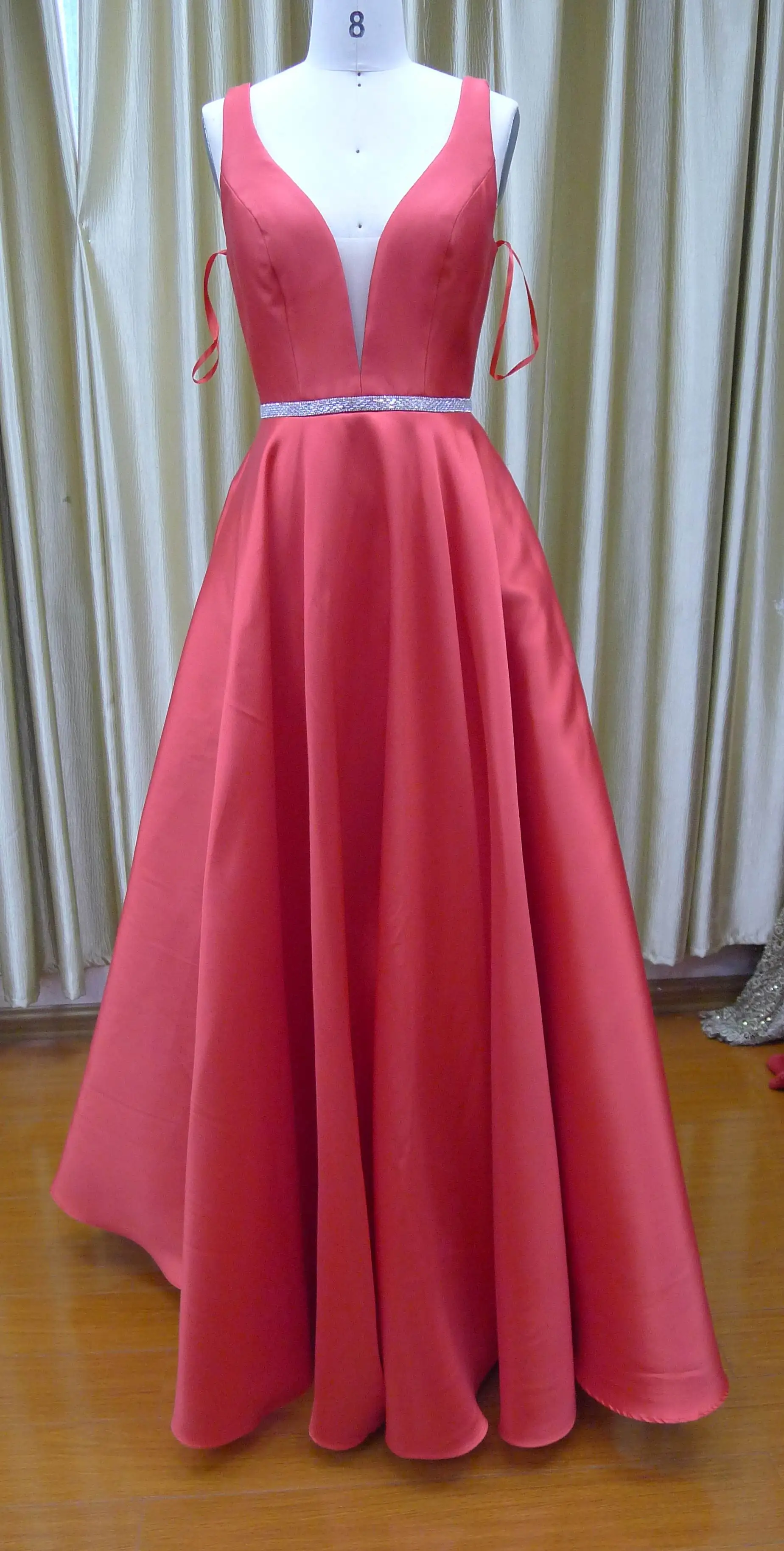 strapless open back dress Pleating Halter Open Back Prom Dresses main image 1