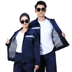 Double-layer Reflective Cotton Long-Sleeved Work Overalls for Men's Auto Repair Labor Protection Thickened Spring Autumn Winter