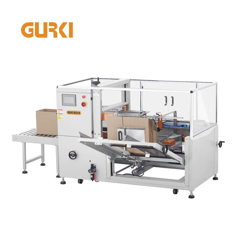 Gurki Fully Automatic Carton Case Erector Machine With Bottom Tape Sealer Box Froming Machine 10-12 Cartons/min