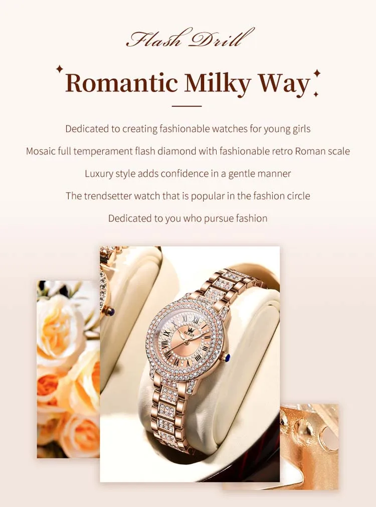 OLEVS 9943 Luxurious Made in China Lady Quartz Watch Potty 2023 Stainless Steel Band Waterproof Classic Elegant Casual Watches