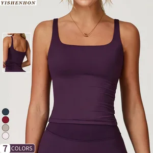 YISHENHON 2026 Women's Workout Gym Vest Seamless Quick Dry Sports Fitness Bra Set with Short Sleeve Yoga Wear for Ladies