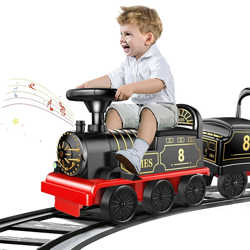 Battery Powered Six Wheel Baby Electric Christmas Ride on Train Plastic Big  Size Children Kids Ride on Car With Rail Track