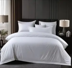 Wholesale Hotel Bedding Set 100% Cotton Pure White Thickened Eco Friendly Duvet Cover Set 4 Piece 200tc All Season