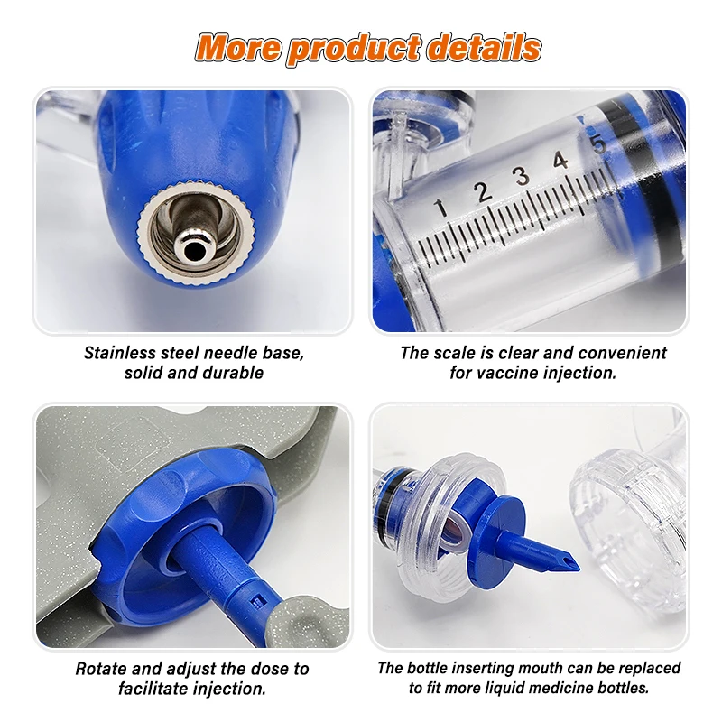 1ml 2ml 5ml Automatic Veterinary Syringe Injection Vaccination Syringe Pig Sheep Continuous Vaccine Injector