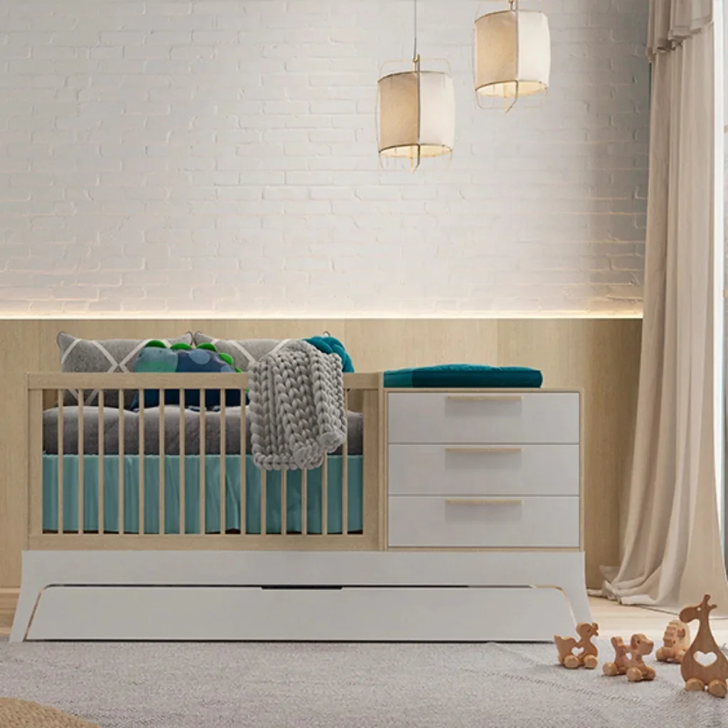 22NVCB075 Cunas De Bebe Newborn Baby Sleeping Bed Modern Wooden Bebe Room Multifunction Furniture Convertible Babies Crib