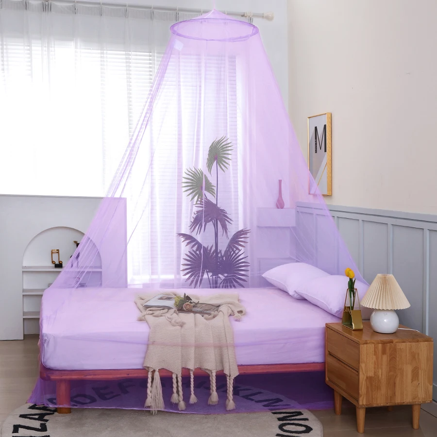 Purple Round Conical Mosquito Net and Bed Canopy