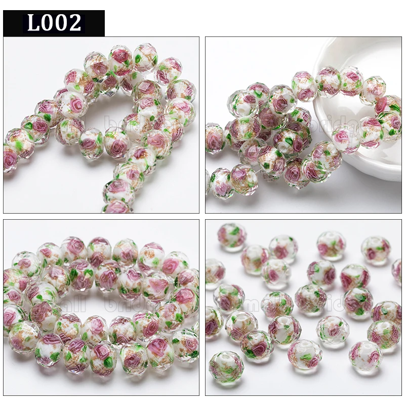 12mm Multicolor Murano Faceted Glass Lampwork Beads for Jewelry Making Diy Beads Flower Transparent Round Beads supplier