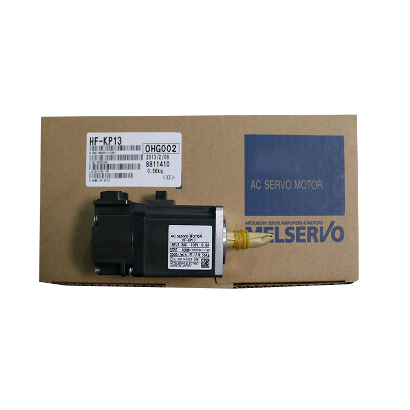 Jauns oriģināls kompaktais maiņstrāvas servo motors HF-KP13 no MELSERVO HF-KP sērijas, zema jauda — 0,1 kW. Iezīmes: augsta precizitāte pozicionēšanā, kompakts izmērs, zems trokšņa līmenis un stabils momenta izvads. Pilnīgi savietojams