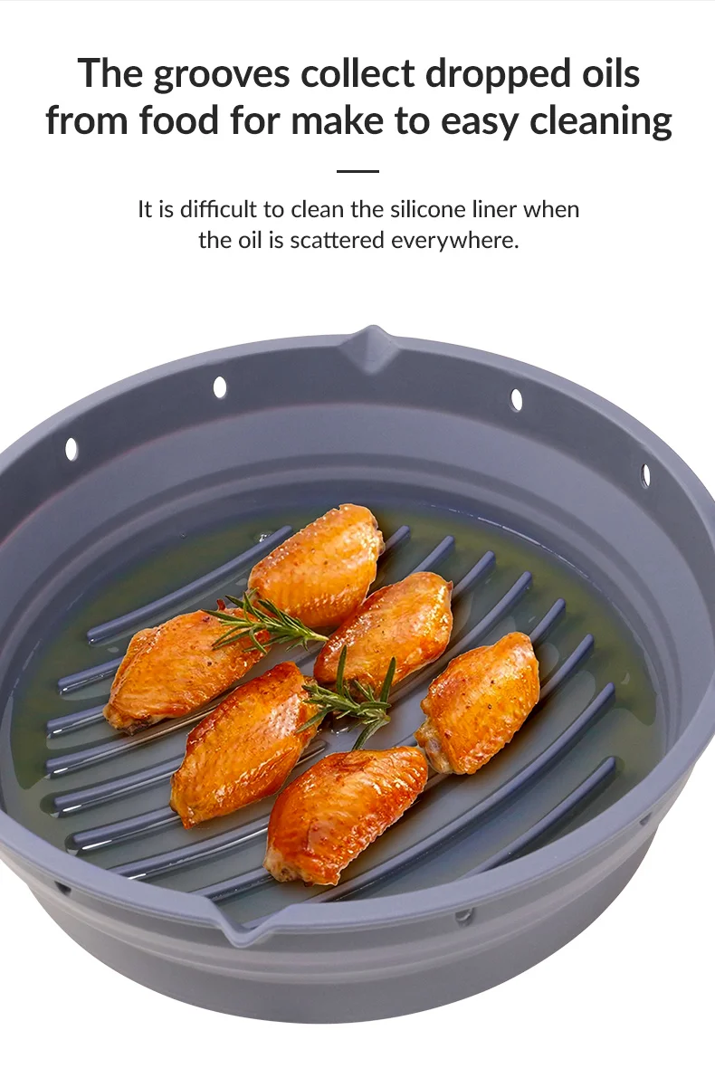 Customize Round Shaped Foldable Reusable Airfryer Liner Kitchen Basket