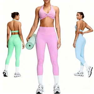 2026 New Summer Yoga Set Women Open Back Breathable Quick Dry High Intensity Workout High Waist Tummy Control