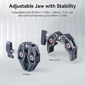 Smallrig Crab-Shaped Clamp with 1/4"-20, 3/8"-16 Threaded Holes Payload 7.7lbs/3.5kg for Most Photographic Accessories -3755 detail image