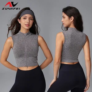 Korean-Style Grey Stand-Up Collar Zipper Casual Sports Jacket Quick-Drying and Breathable Yoga Cardigan