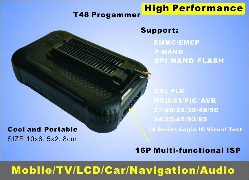 XGECU T48 (TL866-3G) Programmer With 27 Adapter Support 28000+ ICs For SPI/Nor/NAND Flash/EMMC BGA/TSOP/SOP/PLCC 2022