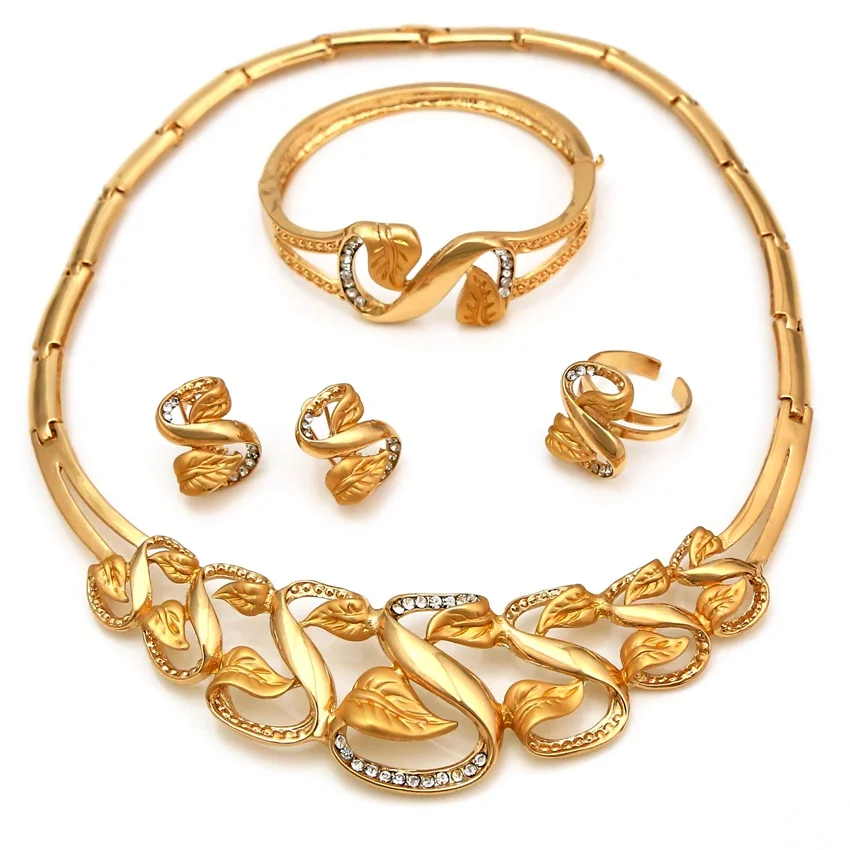 Juegos de joyería de lujo chapados en oro de 18 quilates Joyería Conjuntos de joyería y bisutería 