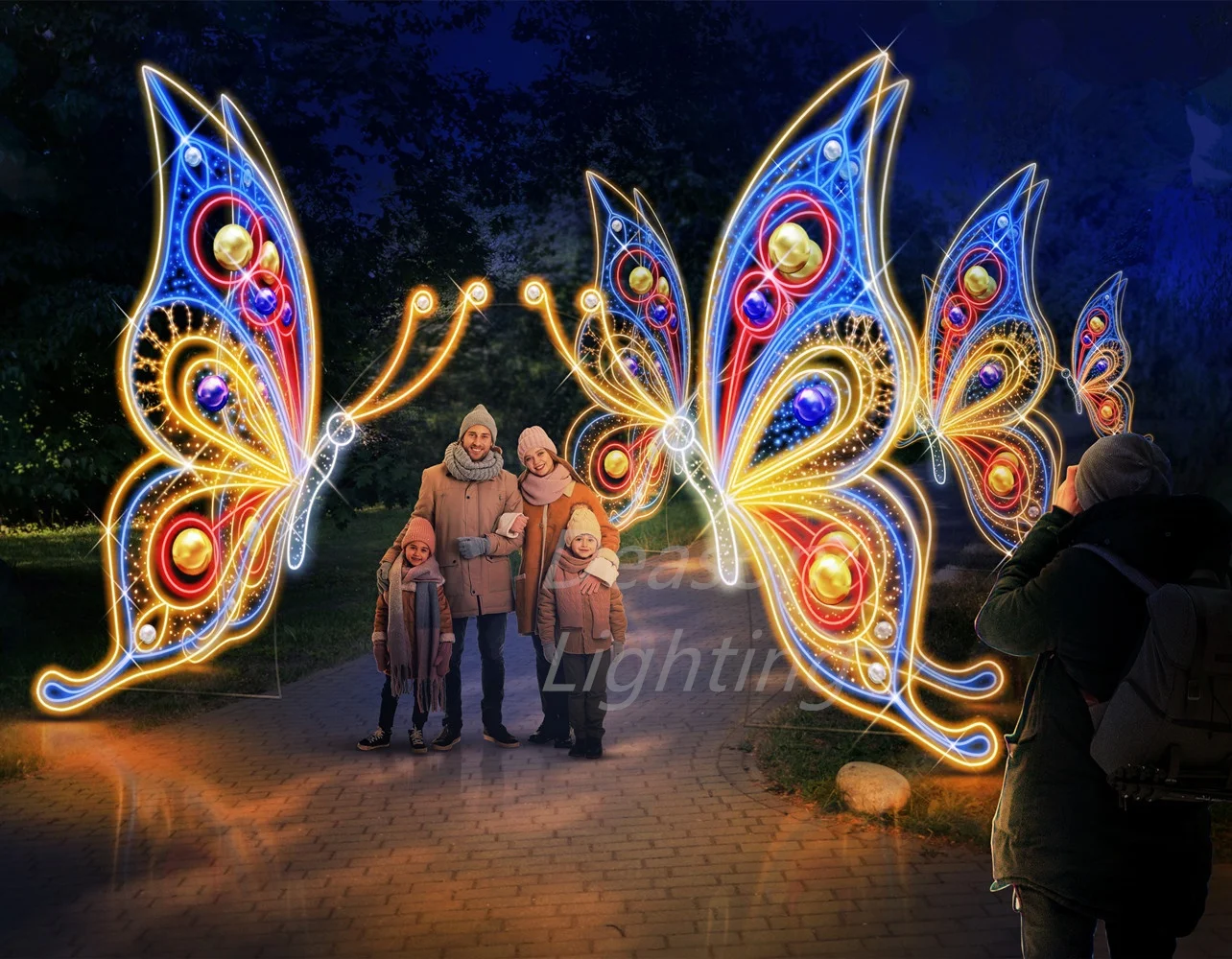 Flying Led Lighted butterfly for Park Garden Decoration