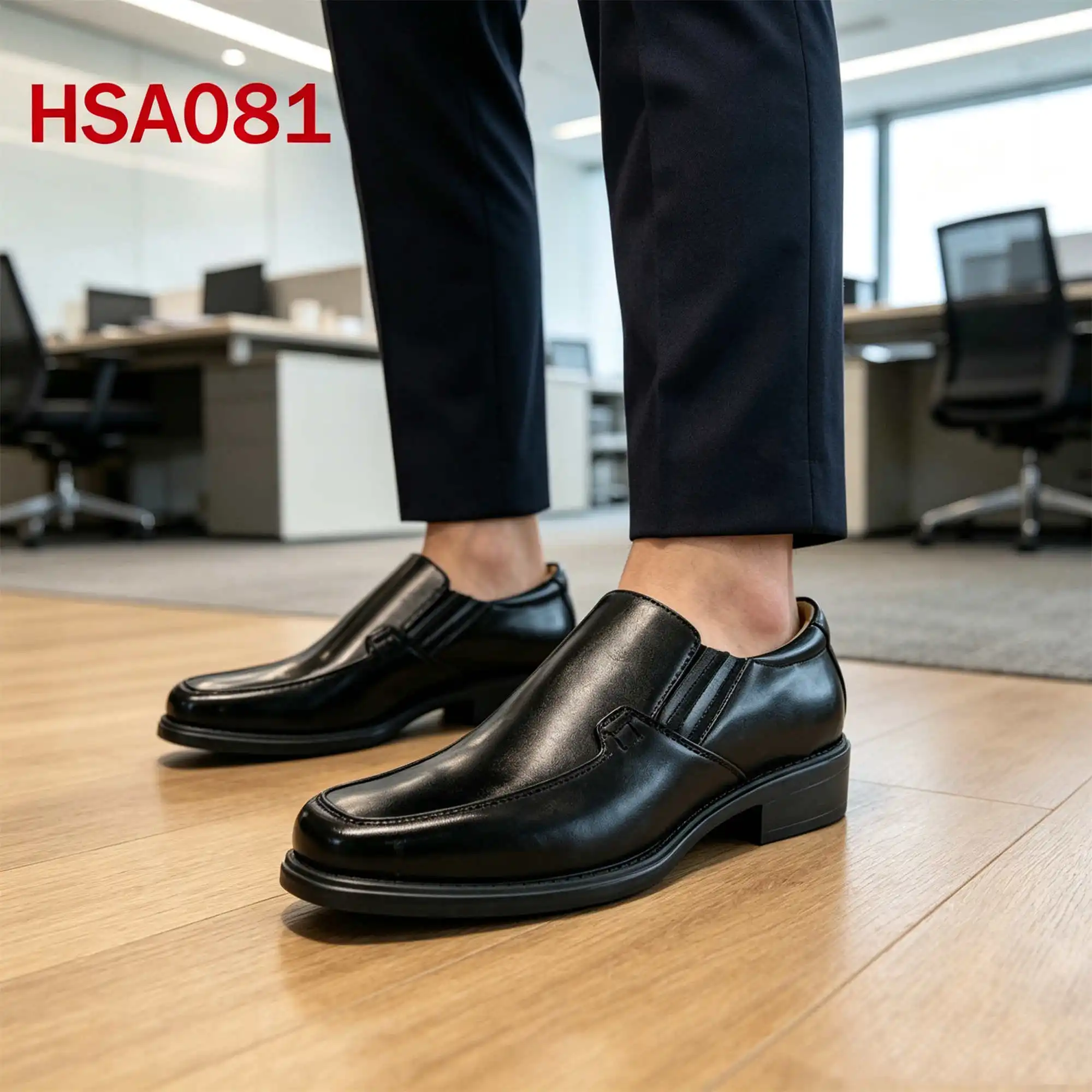 ZYF,Factory Price Pull on Style square Toe Classic Men Leather Shoes Natural Cow Leather Hua Singh Uniform Shoes in UAE HSA081