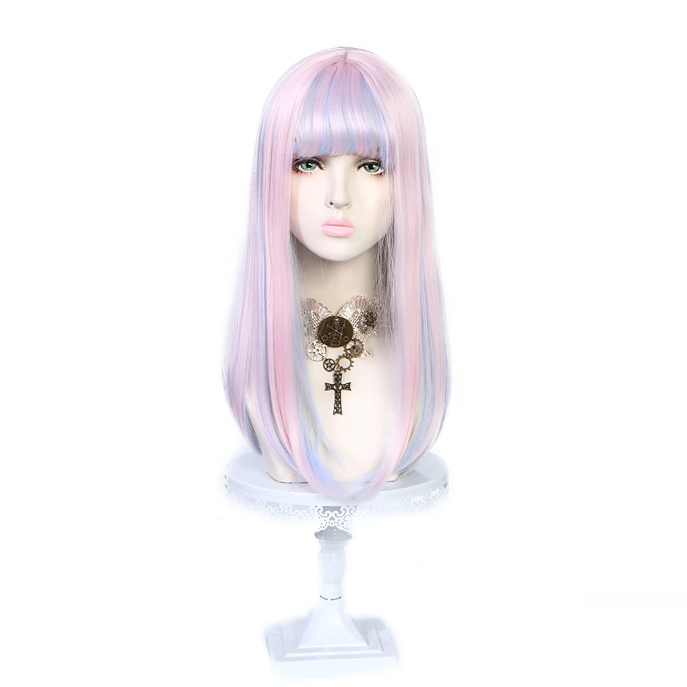 bright colored wigs with bangs