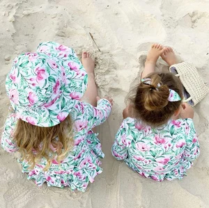 Hot Sale Girls Cute Swimsuit One Piece Kids Floral Printed Bathing Suit Girls Baby Swimming Wear