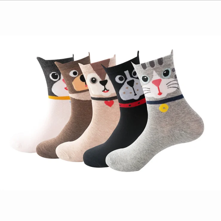 HF Women socks Amazon in tube cat pattern cotton socks casual striped stockings socks