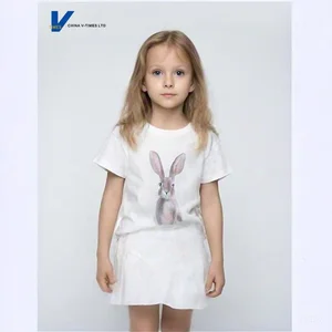 Cute Forest-Themed Tie Dyyed White Background Ruffled Cuff Design Girls' Autumn Short-Sleeve Cotton Eco-Friendly Sweatshirt