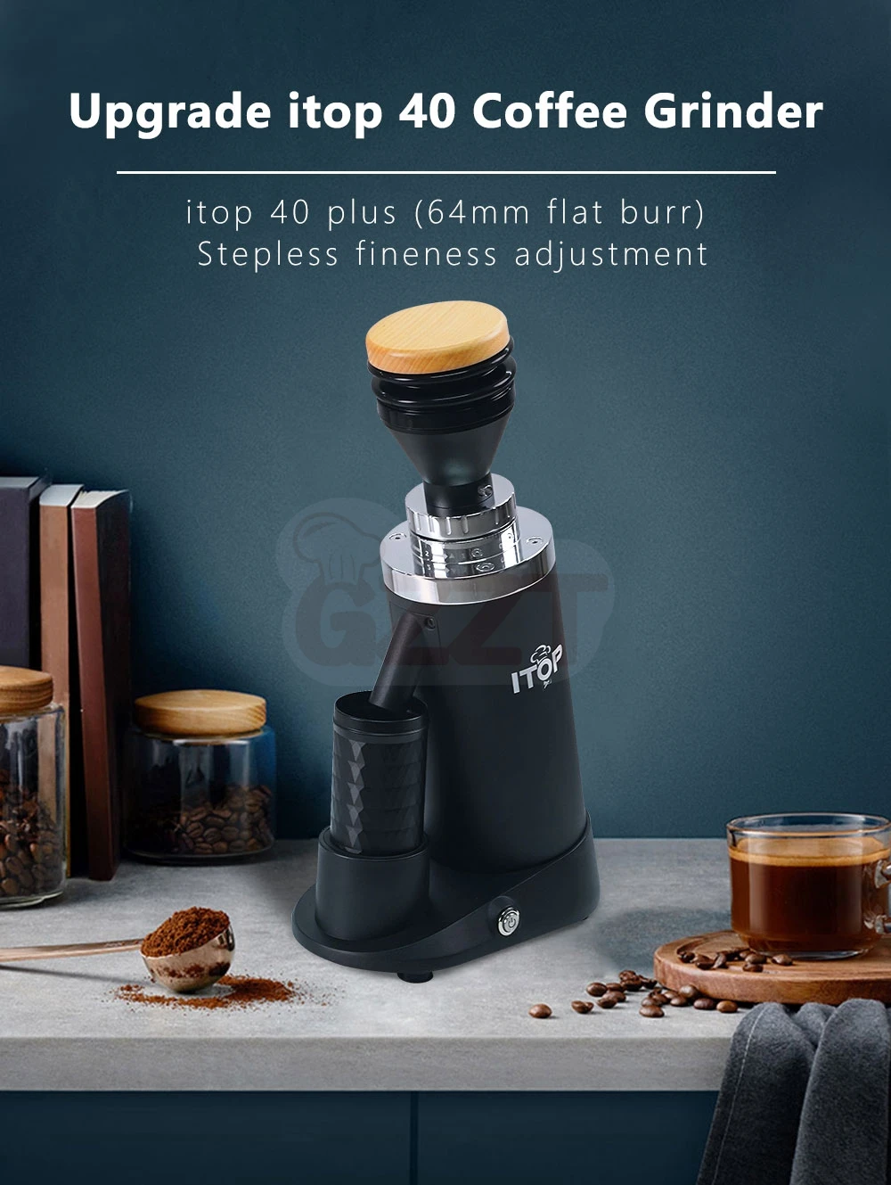 Titanium Blade Electric Automatic 64mm Flat Burr Knife Coffee Bean Mill