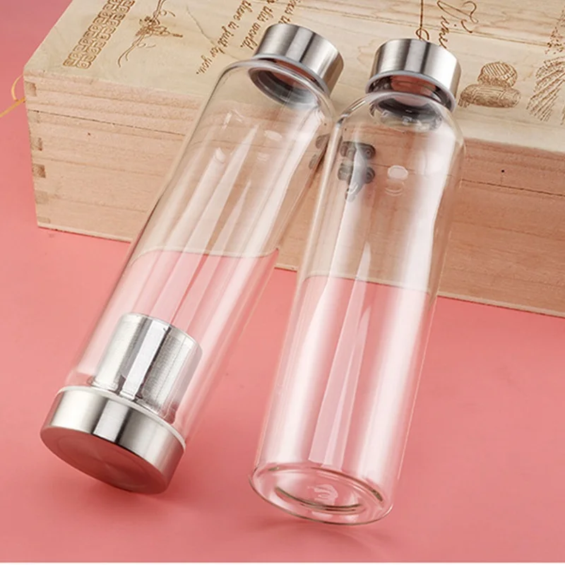 Factory Direct Sales Advertising Event Gifts Wholesale Creative Custom Logo Glass Water Bottle with Portable Sleeve