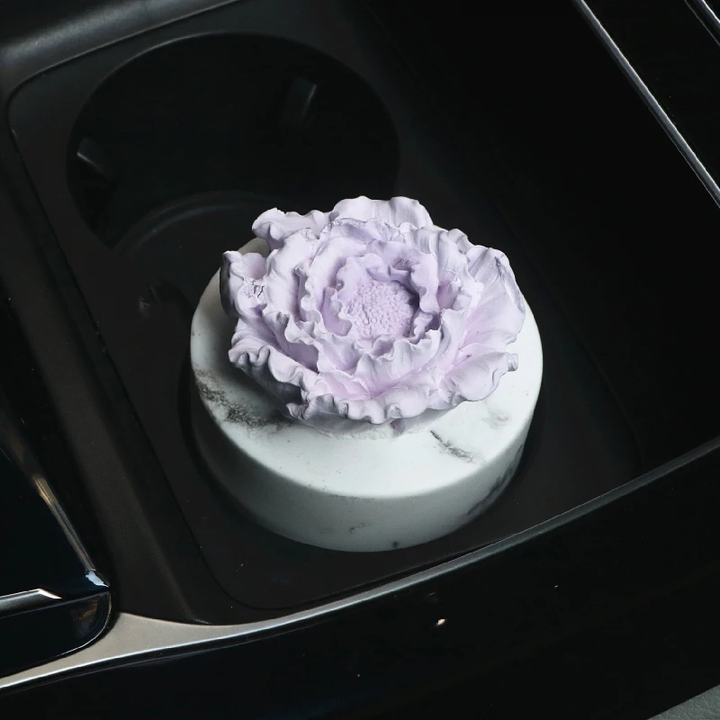 Luxury Gift Scented Ceramic Purple Peony Flower Home Aroma Plaster